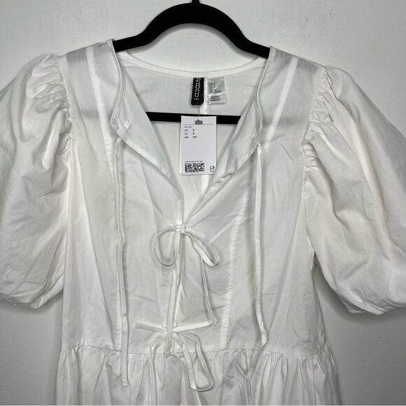 H&M Tie Front Balloon Sleeve Dress S - Picture 3 of 6